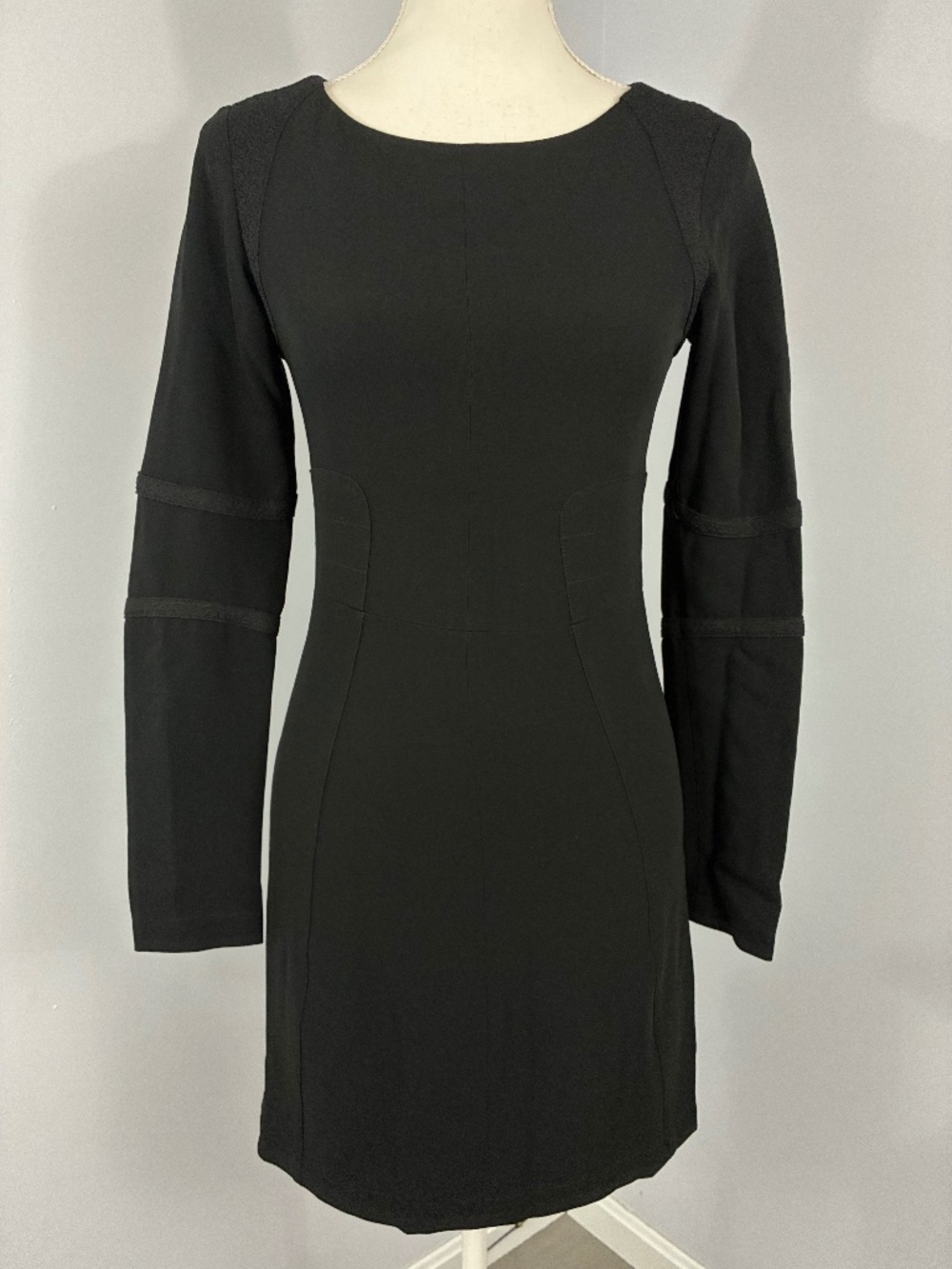 Rag & Bone Paneled Sheath Dress 0 Black Long Sleeve Goth Textured Short Business